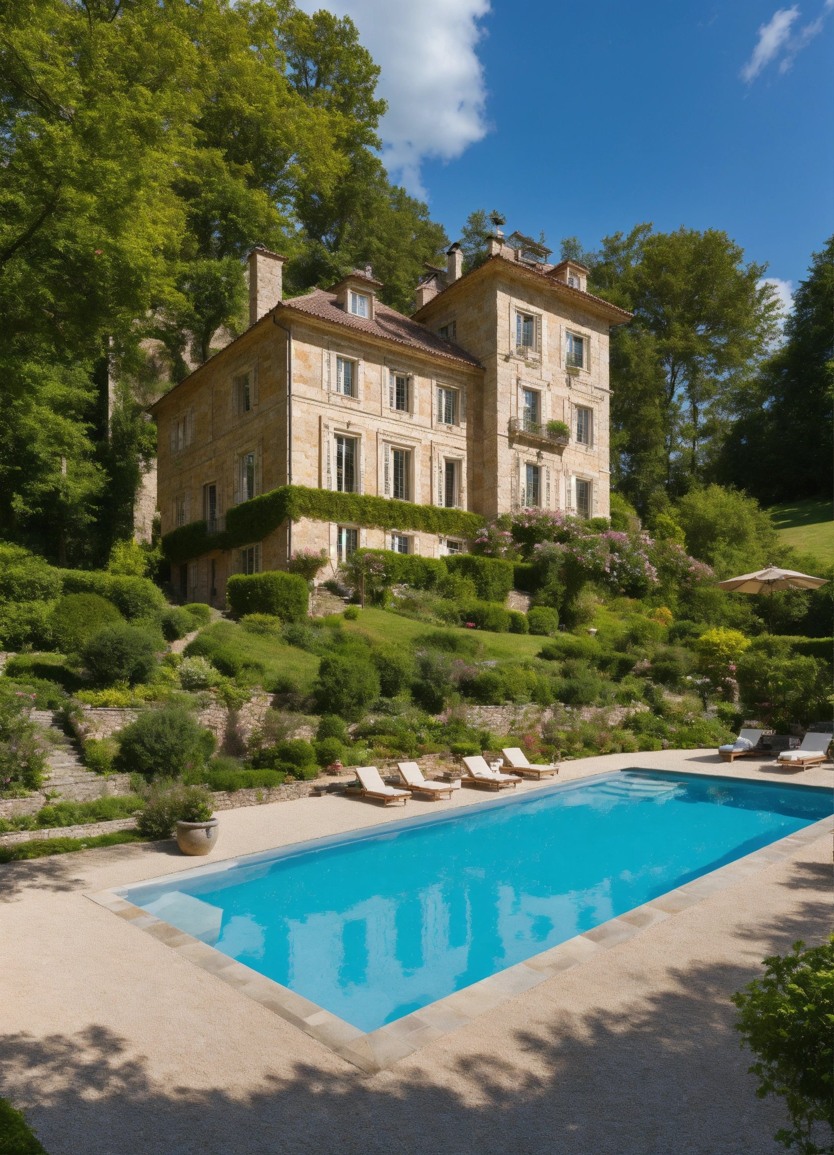 classic huge estate in wood and stone and interior